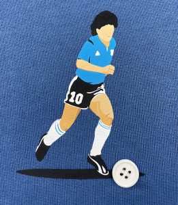 Logo Maradona-Pullover Großaufnahme